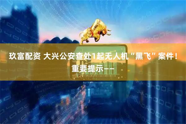 玖富配资 大兴公安查处1起无人机“黑飞”案件！重要提示——